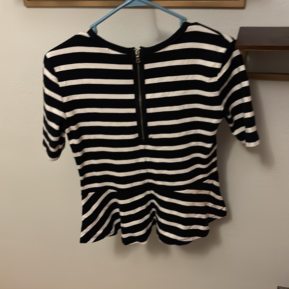 Women’s gap black and white stripped peplum top - Picture 2 of 3